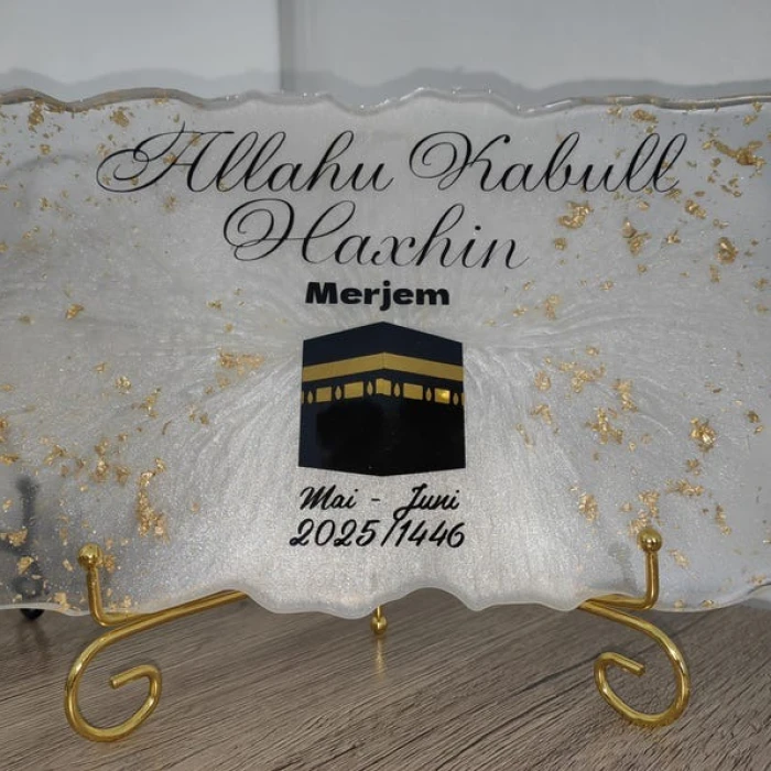 Custom Resin “Umrah Mubarak Hajj Mubarak” Plaque Personalized Islamic Gift cover image 5