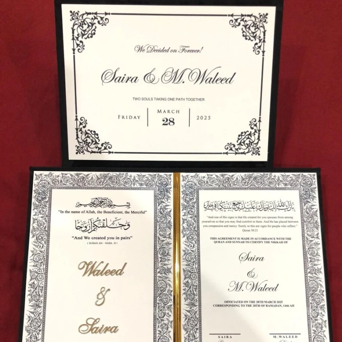 A4 Velvet Nikkah Booklet Folder – Custom Personalised Nikkah Certificate cover image 4