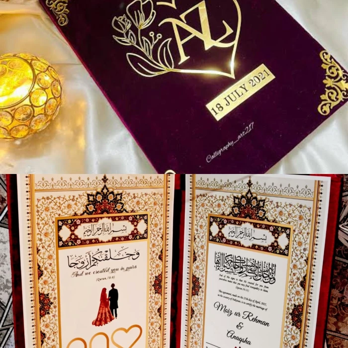 Custom Velvet Nikkah Booklet – Elegant Soft Velvet Certificate