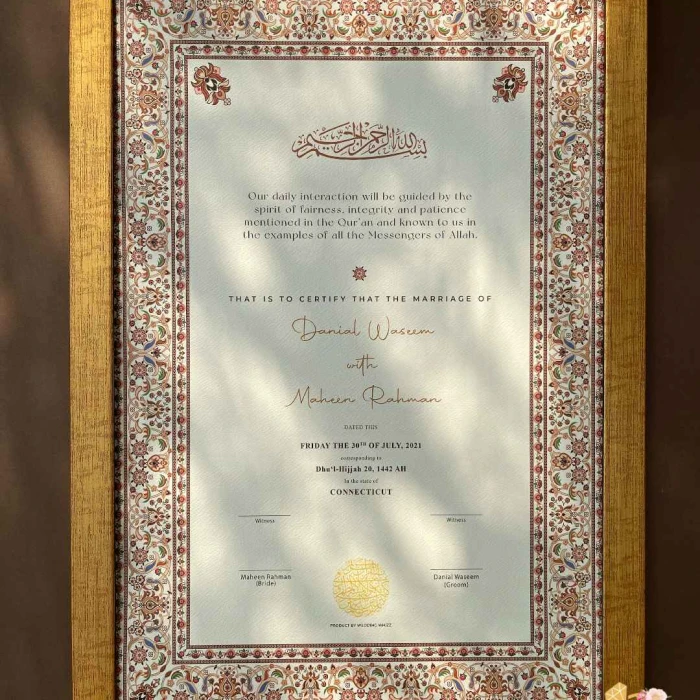 Handmade Islamic Nikkah Certificate