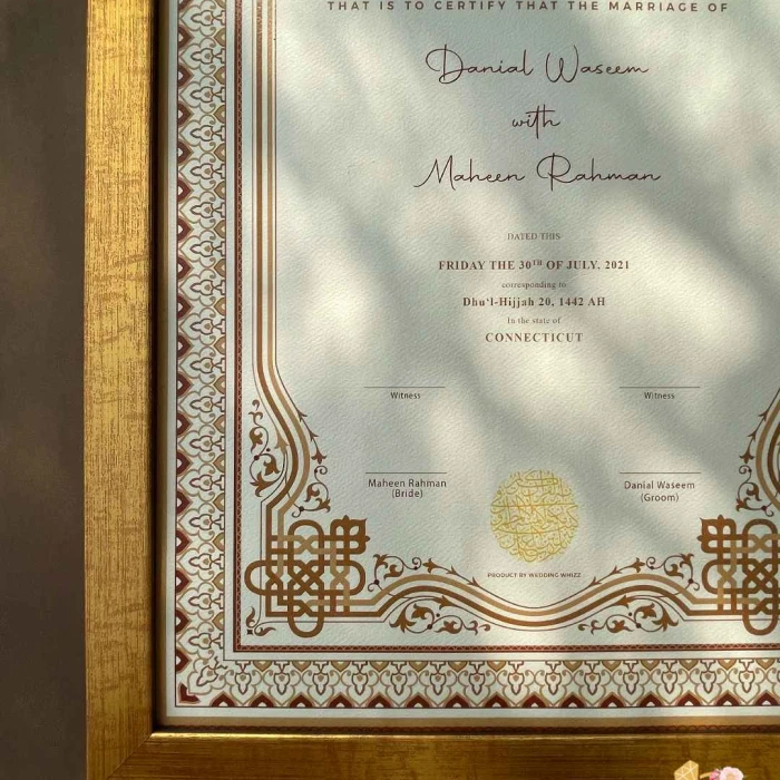 Personalized Nikkah Marriage Certificate Custom Islamic Wedding Frame Gift cover image 1
