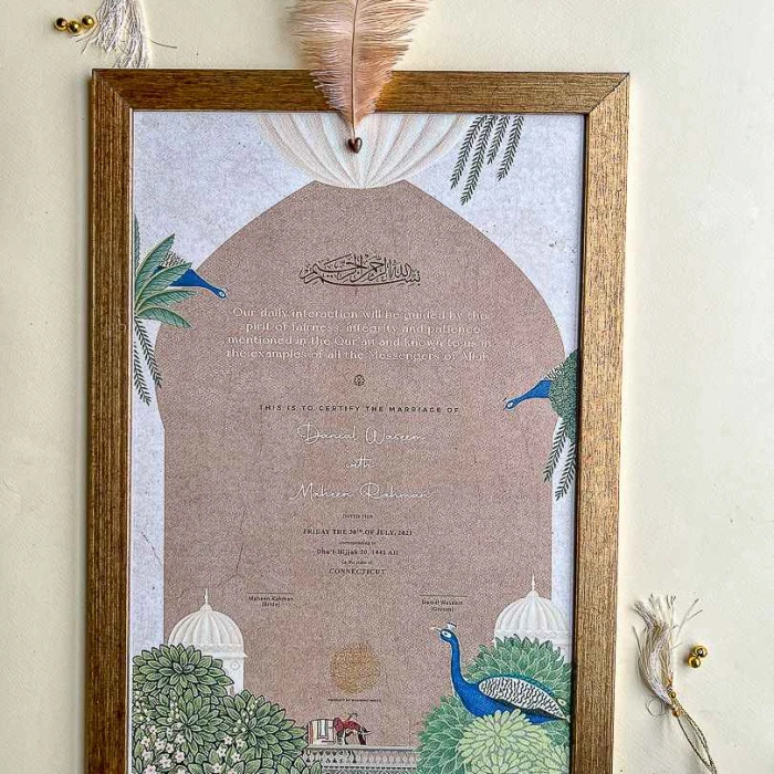 Islamic Nikkah Certificate Personalized With Frame