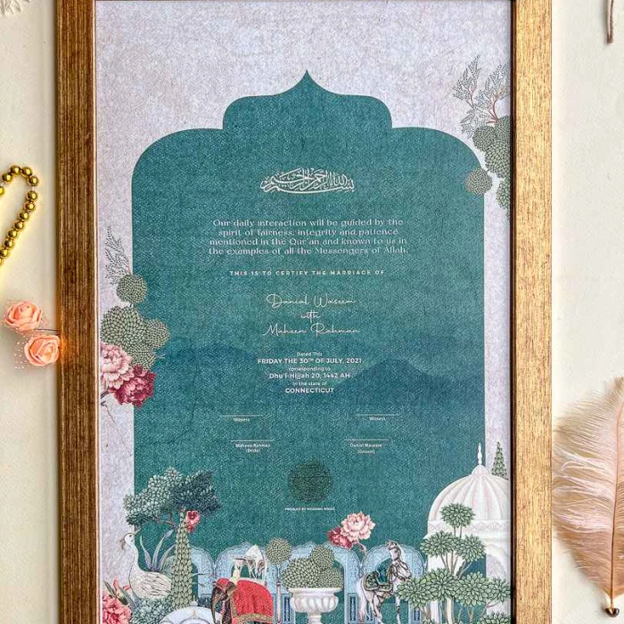 Islamic Marriage Certificate Personalized Nikkah Frame for Couples