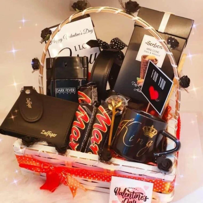 Black Gift Basket for Him – Sleek Chocolate & Treat Hamper