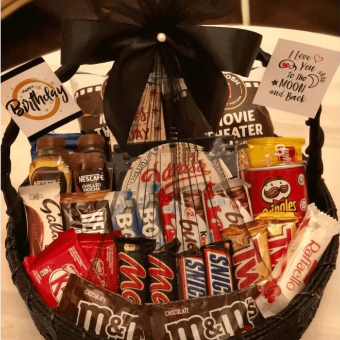 Black Chocolate Basket Elegant Eid Gift Hamper with Premium Chocolates
