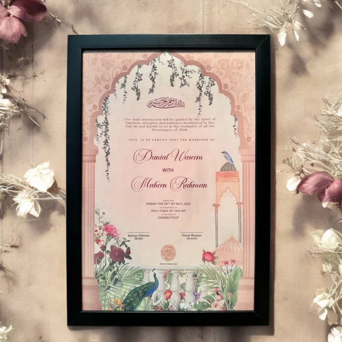 Personalized Islamic Nikkah Marriage Certificate Frame cover image 1