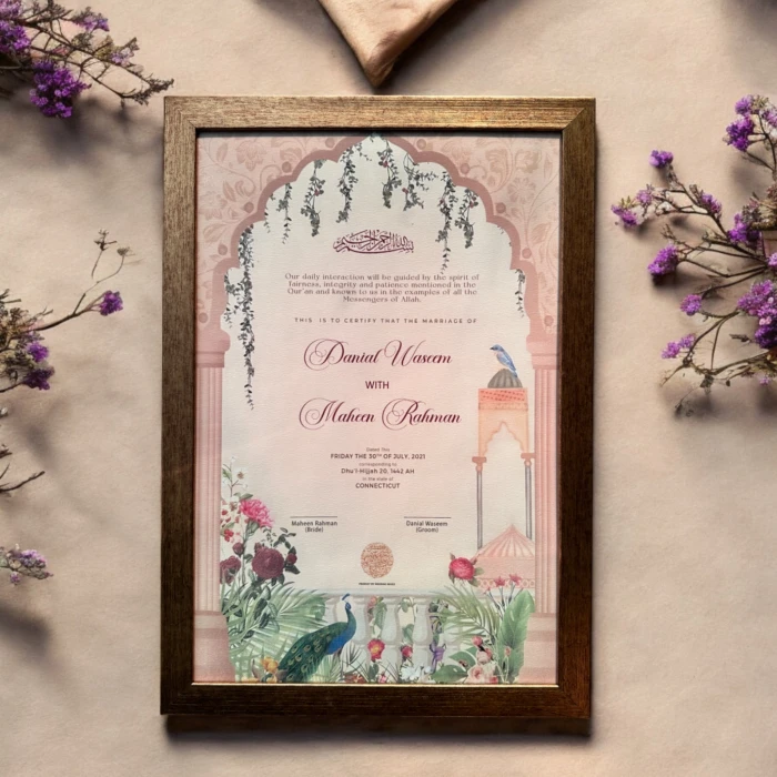 Personalized Islamic Nikkah Marriage Certificate Frame cover image 2