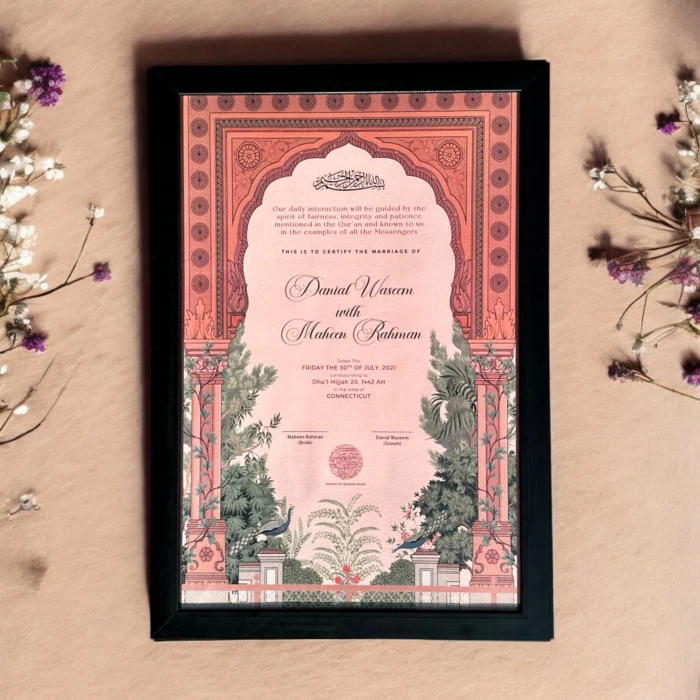Framed Custom Islamic Nikkah Marriage Certificate cover image 2