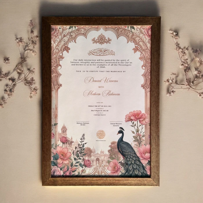 Personalized Nikkah Nama Frame Custom Islamic Marriage Certificate cover image 1