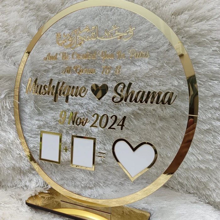 Personalized Round Acrylic Nikkah Thumb Board Islamic Wedding Gift