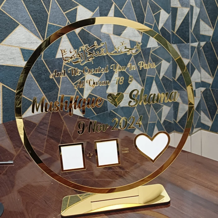 Personalized Round Acrylic Nikkah Thumb Board Islamic Wedding Gift cover image 1