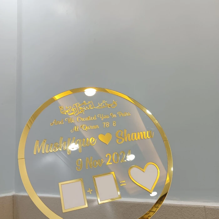 Personalized Round Acrylic Nikkah Thumb Board Islamic Wedding Gift cover image 2