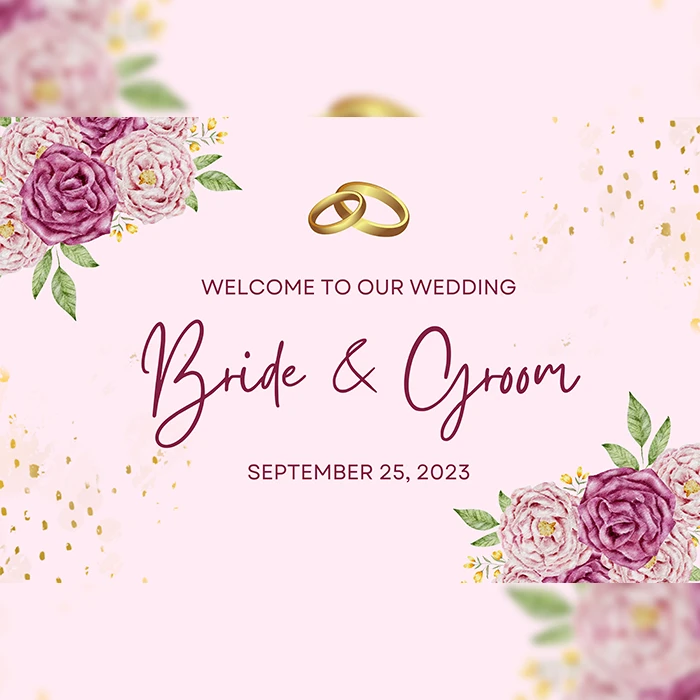 Pink Theme & Ring Design Wedding Welcome Board cover image 1