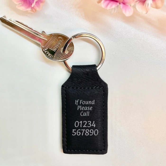 Customized Phone Number Key Chain for Women Men Leather Keyring cover image 2
