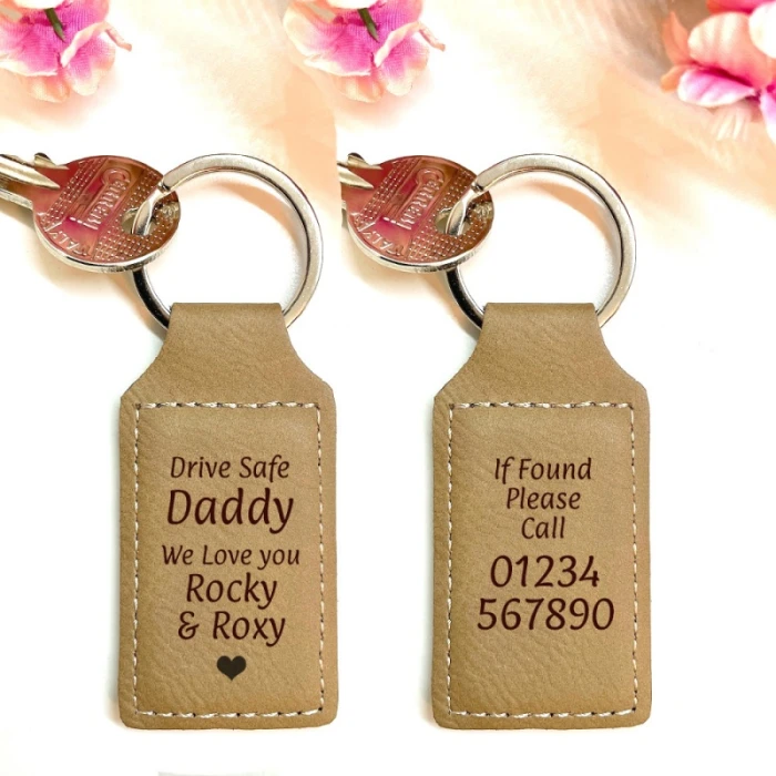 Customized Phone Number Key Chain for Women Men Leather Keyring cover image 4