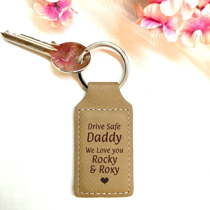 Customized Phone Number Key Chain for Women Men Leather Keyring cover image 3