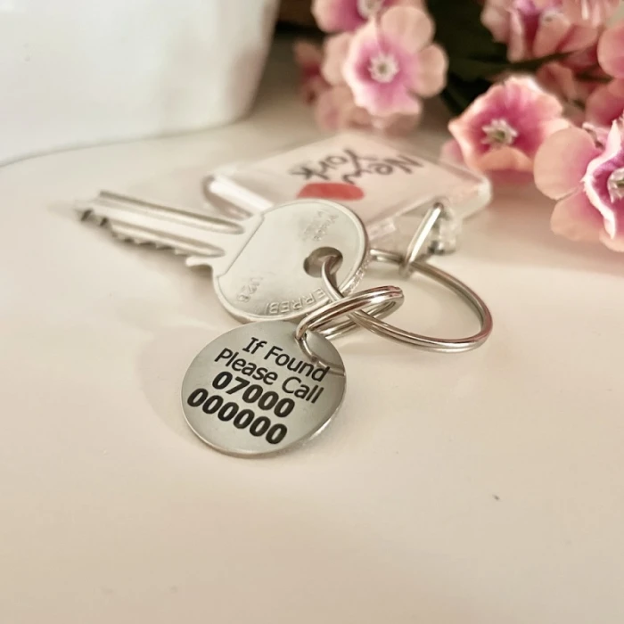 Personalised Key Ring IF FOUND PLEASE CALL with phone number &  name on back side