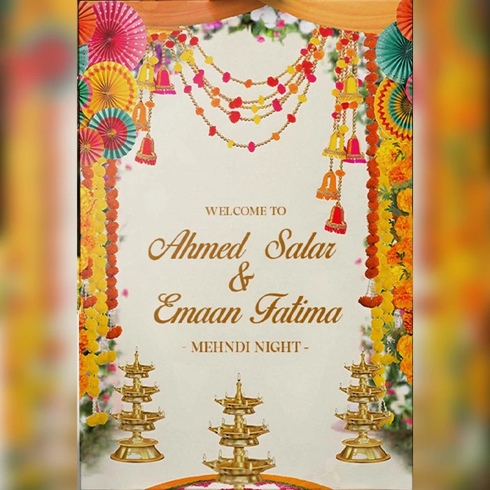 Festive Mehndi Welcome Board Custom Wedding Sign cover image 1