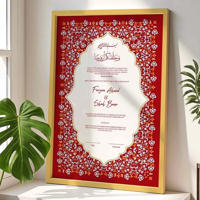 Premium Personalized Wedding Contract Frame Custom 4K Print in Matte Wooden Frame cover image 2