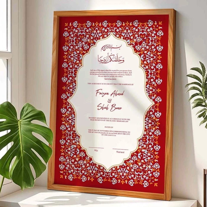 Premium Personalized Wedding Contract Frame Custom 4K Print in Matte Wooden Frame cover image 4
