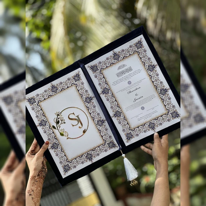 Premium Velvet Nikkah Booklet with Matching Pen Personalized Multiple Colors cover image 3