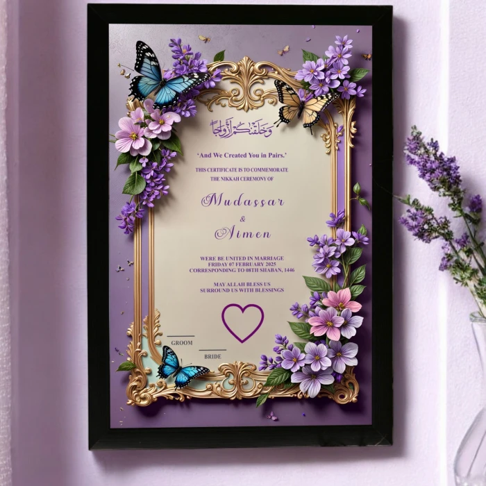 Handcrafted Custom Nikkah Certificate With Frame cover image 1