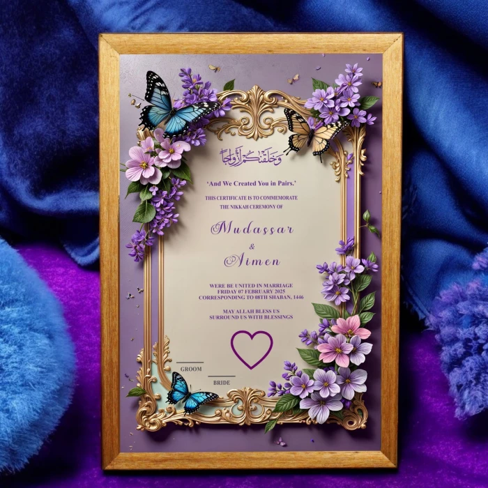 Handcrafted Custom Nikkah Certificate With Frame