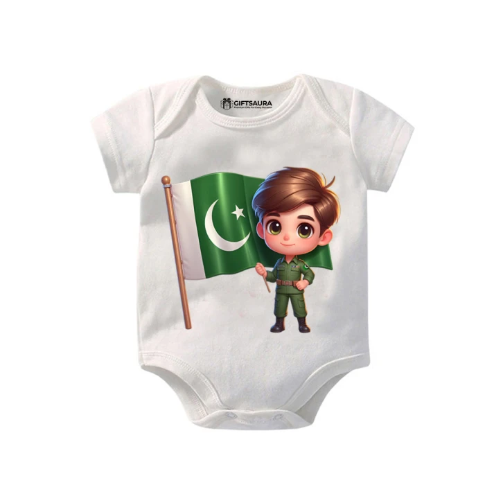 Baby Romper with Pakistan Flag 14 August Independence Day Outfit