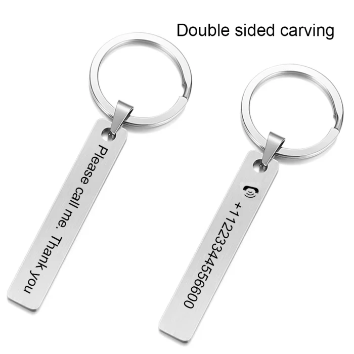 Custom Laser Engraved Stainless Steel Keychain Personalized Name or Number Keyring cover image 2