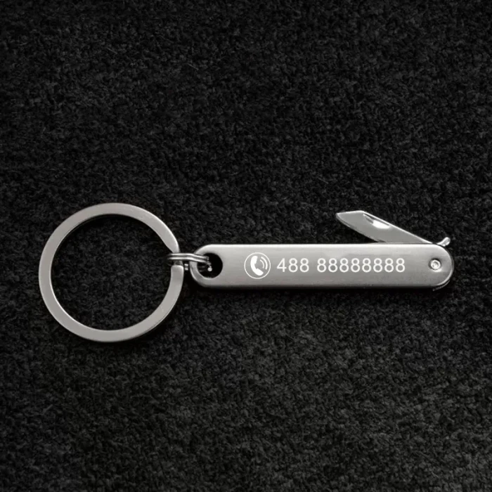 Personalized Stainless Steel Keychain with Mini Knife – Custom Name/Phone Tag cover image 6