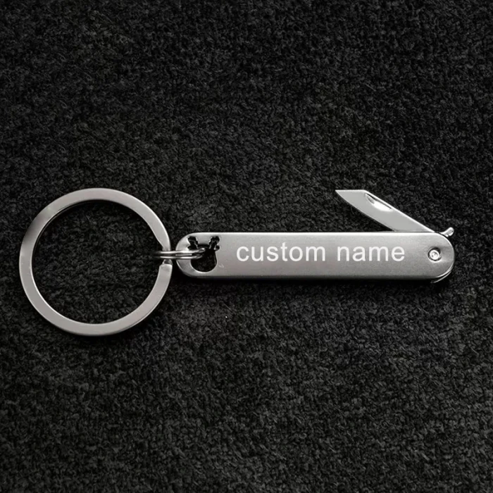Personalized Stainless Steel Keychain with Mini Knife – Custom Name/Phone Tag cover image 4
