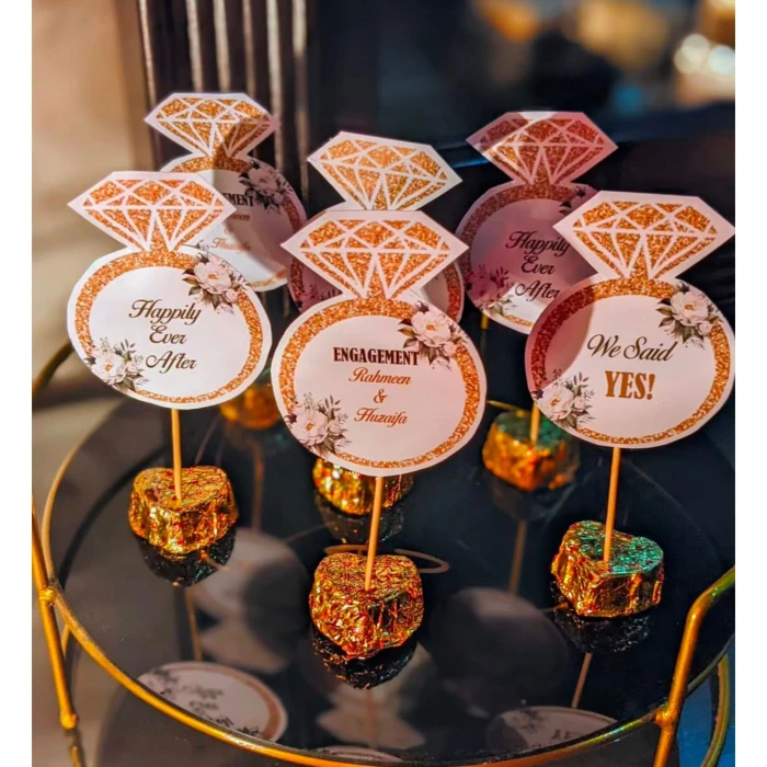 Customized Ring Shape Mithai Sweet Toppers Pack Of 20