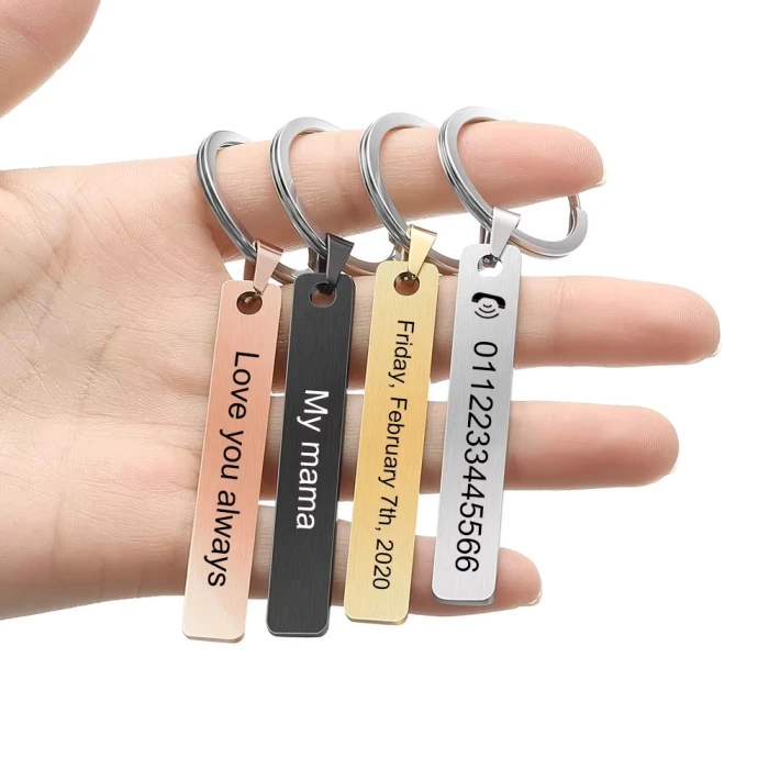 Custom Laser Engraved Stainless Steel Keychain Personalized Name or Number Keyring cover image 8