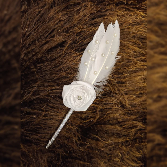 Handmade White Nikkah Pen with Elegant Flower Design cover image 1