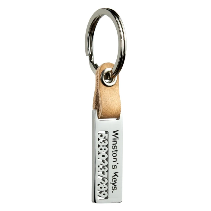 Openwork Personalized Stainless Steel & Leather Keychain Custom Engraved Keyring cover image 2