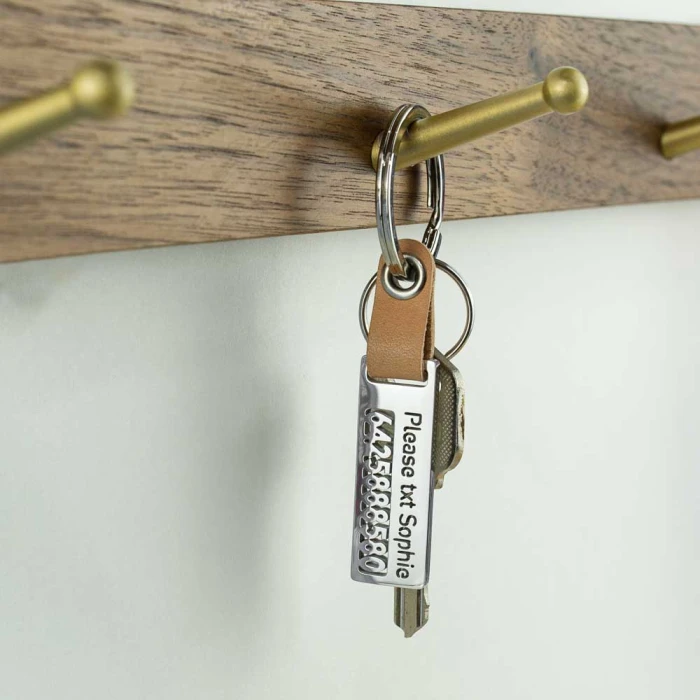 Openwork Personalized Stainless Steel & Leather Keychain Custom Engraved Keyring cover image 3