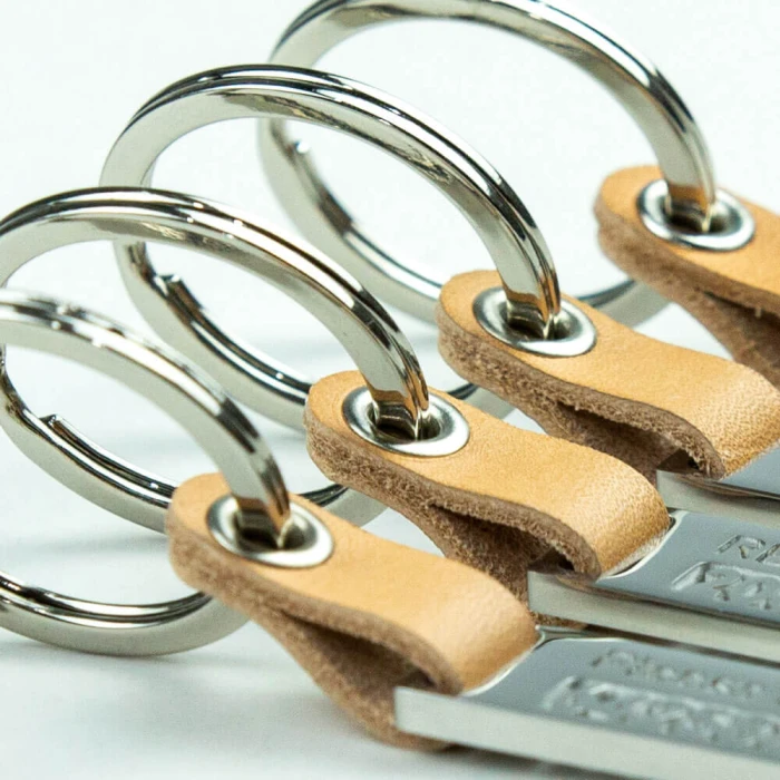 Openwork Personalized Stainless Steel & Leather Keychain Custom Engraved Keyring cover image 4