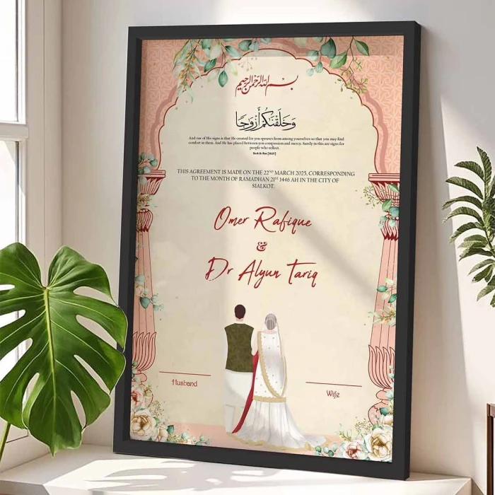 Custom Traditional Couple Wedding Frame Personalized 4K Textured Print cover image 3