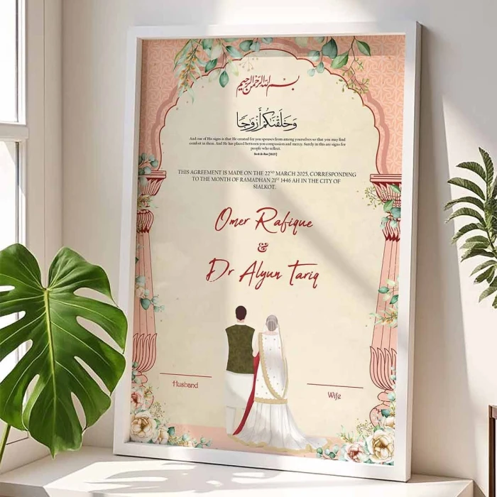 Custom Traditional Couple Wedding Frame Personalized 4K Textured Print cover image 4