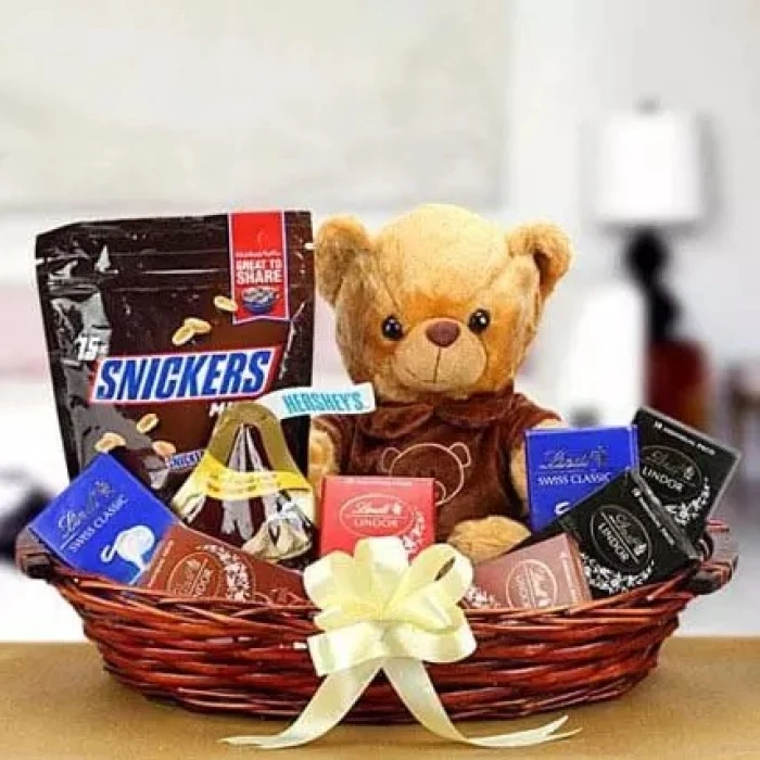 The Love Token Ultimate Chocolate & Teddy Gift Basket