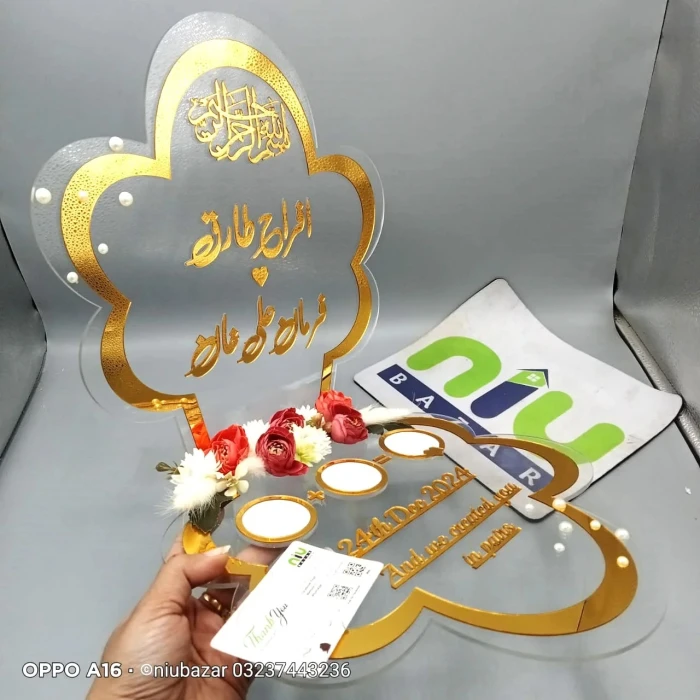 Personalized Round Acrylic Double Thumb Impression Board Nikkah Gift cover image 6
