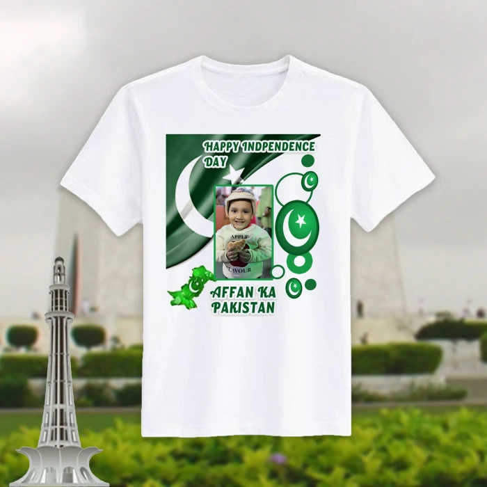 Custom 14 August T-Shirt with Photo & Name Azadi Day Special Offer