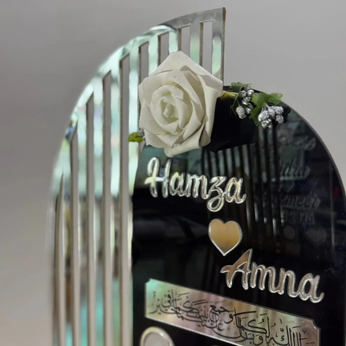 Personalized Round Acrylic Nikkah Thumbprint Board with Stand Islamic Wedding cover image 2
