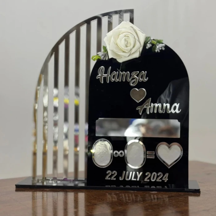 Personalized Round Acrylic Nikkah Thumbprint Board with Stand Islamic Wedding cover image 5