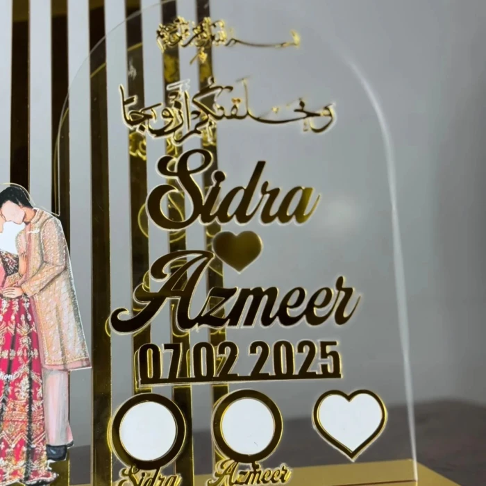 Personalized Round Acrylic Nikkah Thumbprint Board with Stand Islamic Wedding cover image 5