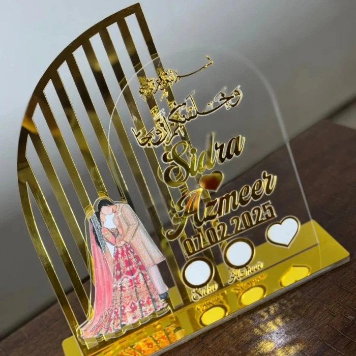 Personalized Round Acrylic Nikkah Thumbprint Board with Stand Islamic Wedding cover image 7