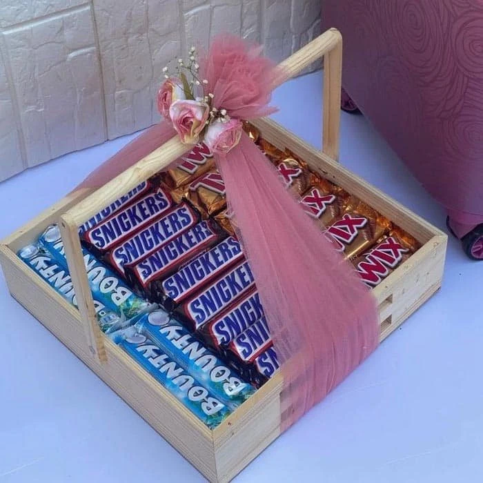 Chocolate Fantasia Premium Wooden Basket Chocolate Gift