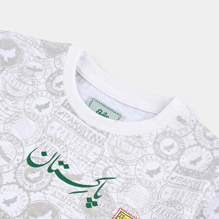 Boys Poly-Cotton Jersey Short Sleeve T-Shirt Stamps of Pakistan (Snow White) cover image 3