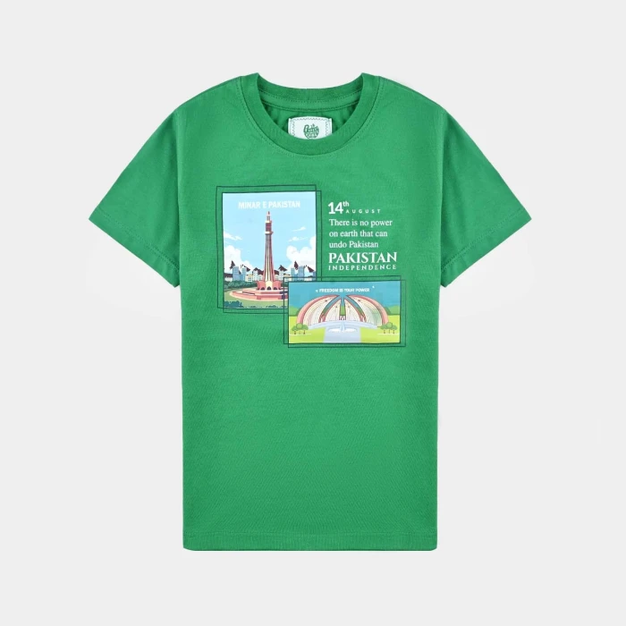 Boys Green Revolution T-Shirt Poly-Cotton Jersey Joly Green Regular Fit