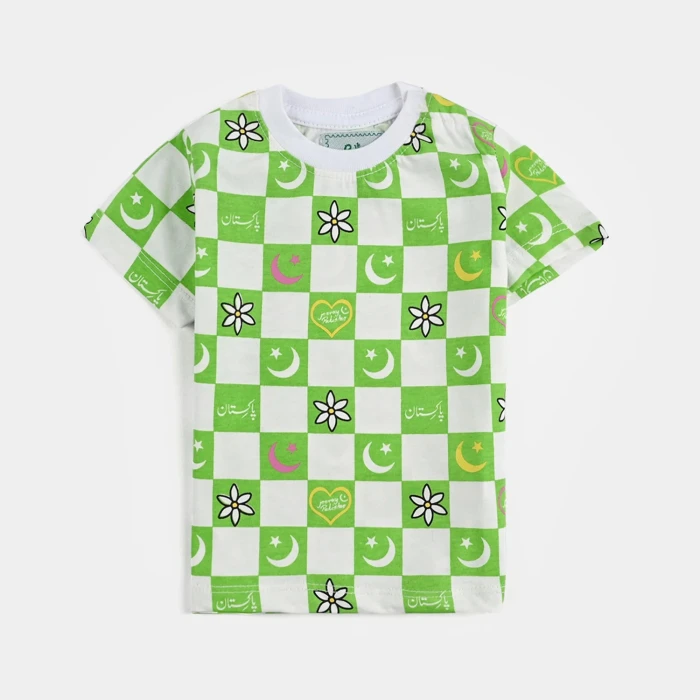 Boys Poly Cotton Jersey Short Sleeve T-Shirt Azadi Ke Rang (Snow White)